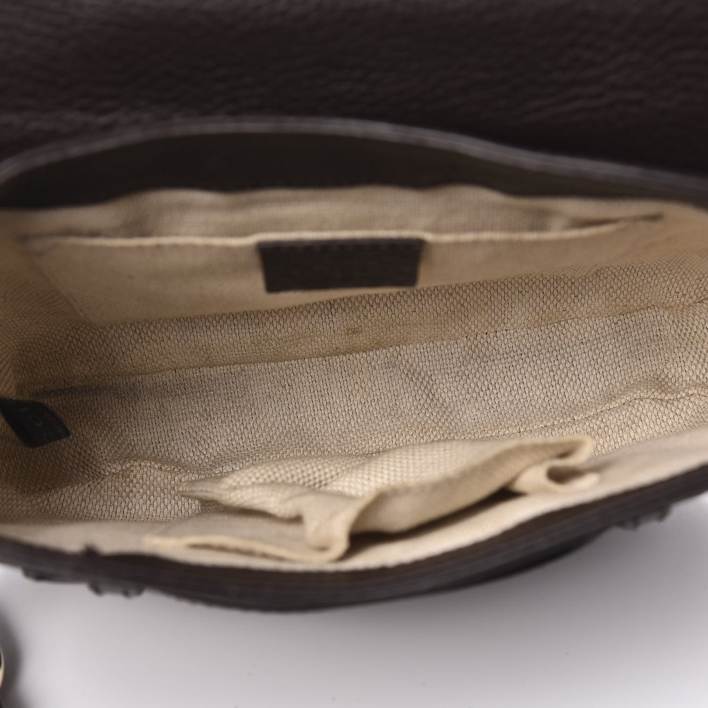 Pebbled Calfskin Web Small Dressage Shoulder Bag Dark Brown
