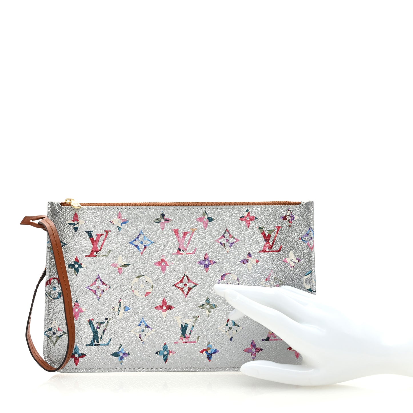 Metallic Monogram LV Garden Neverfull MM GM Pochette Silver