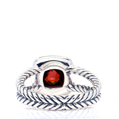 David Yurman Sterling Silver Diamond Garnet 7mm Petite Albion Ring 54 7 3 of 6