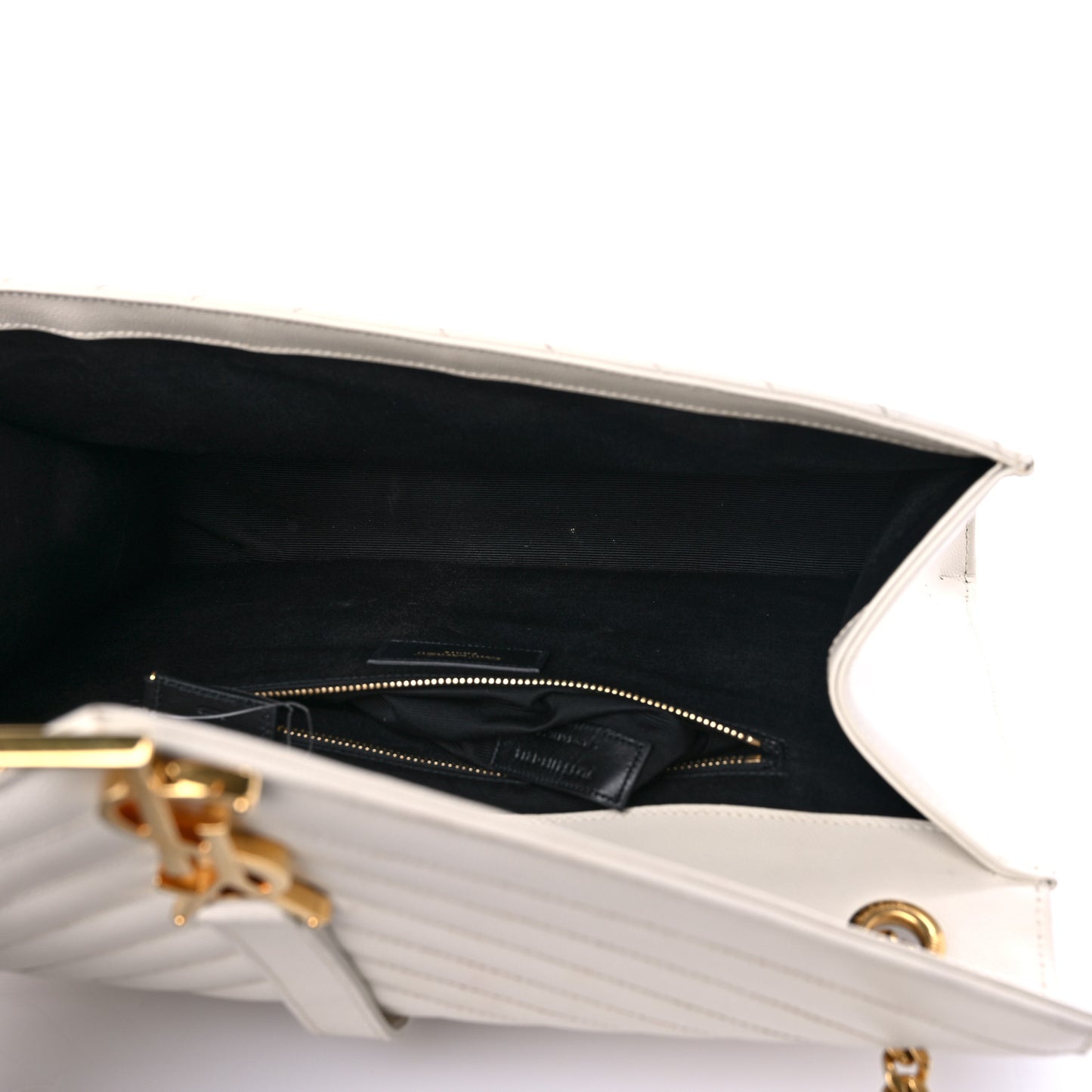Grain De Poudre Matelasse Chevron Large Monogram Satchel Dove White