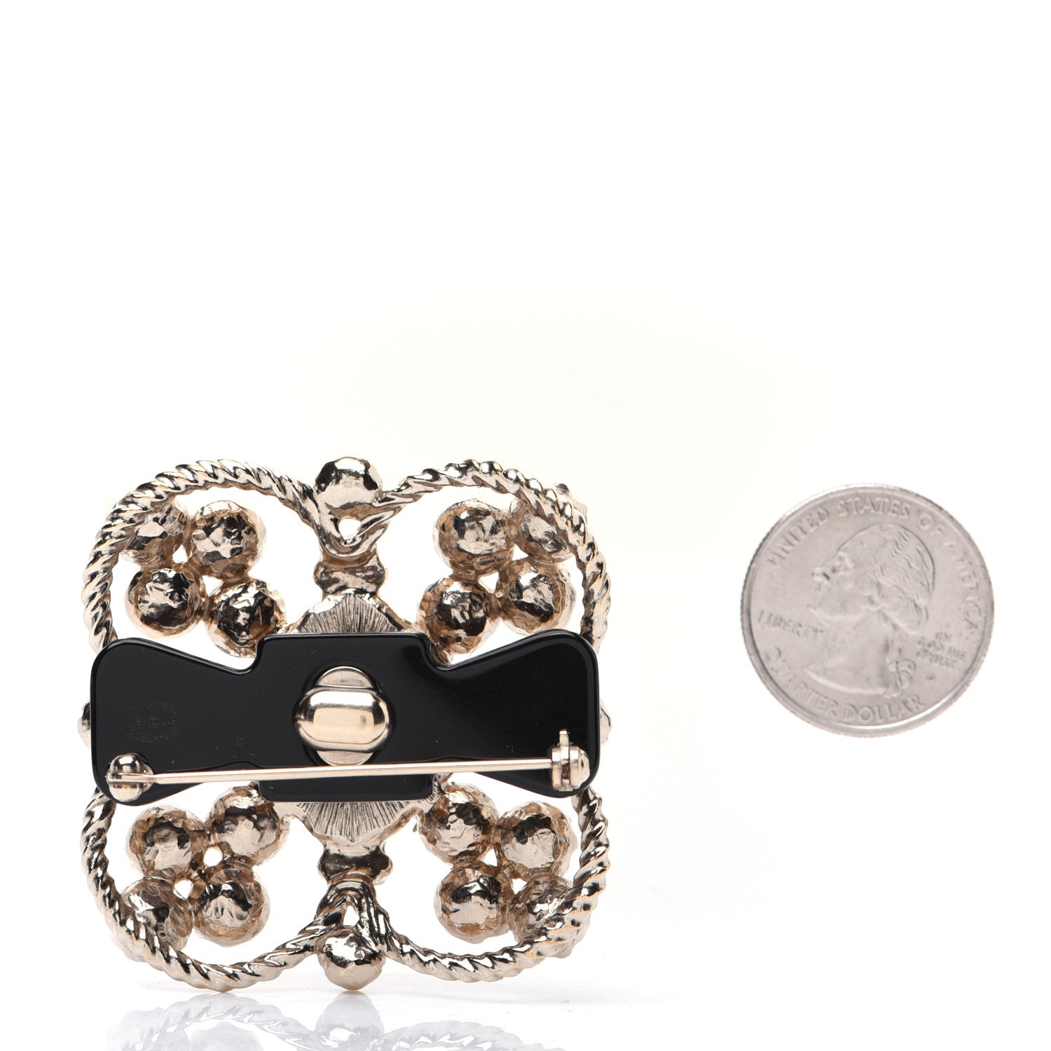 Chanel Pearl Crystal CC Brooch Gold 2 of 6