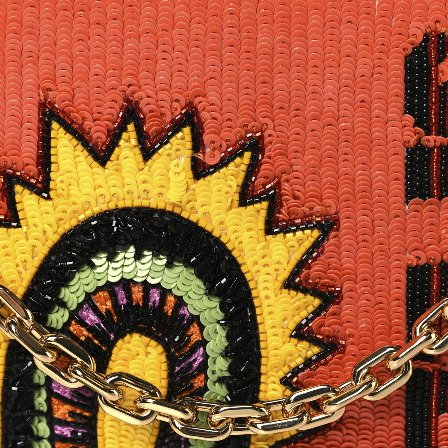 Satin Sequin Embroidered The Mag Bag Clutch Orange Multicolor