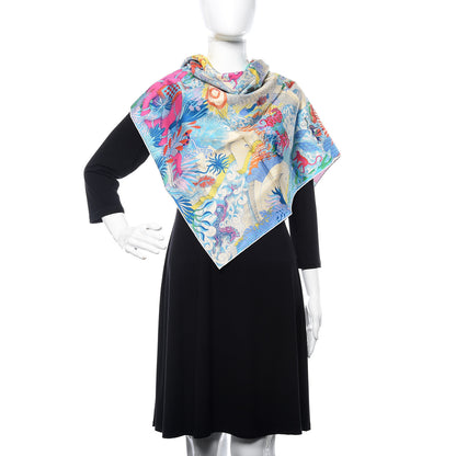 Hermes Silk Cosmographia Universalis Scarf 90 Turquoise Jaune Rose 2 of 4