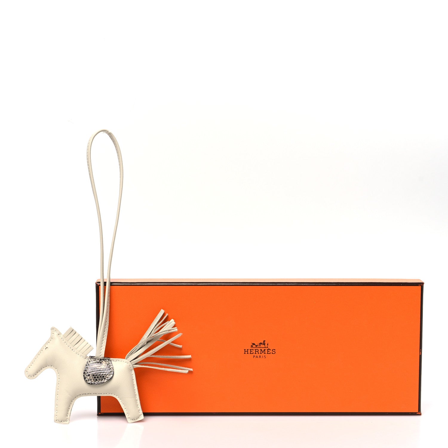 Hermes Milo Lambskin Lizard Grigri Rodeo Horse Bag Charm PM Beton Ombre 4 of 4