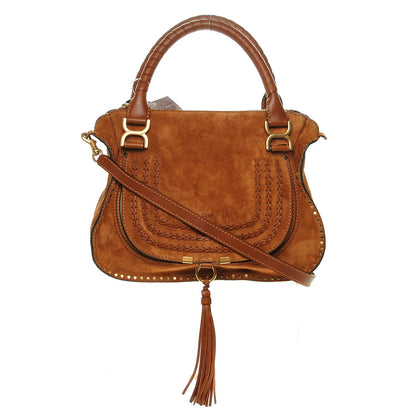 Chloe Suede Calfskin Braided Medium Marcie Satchel Caramel 1 of 7