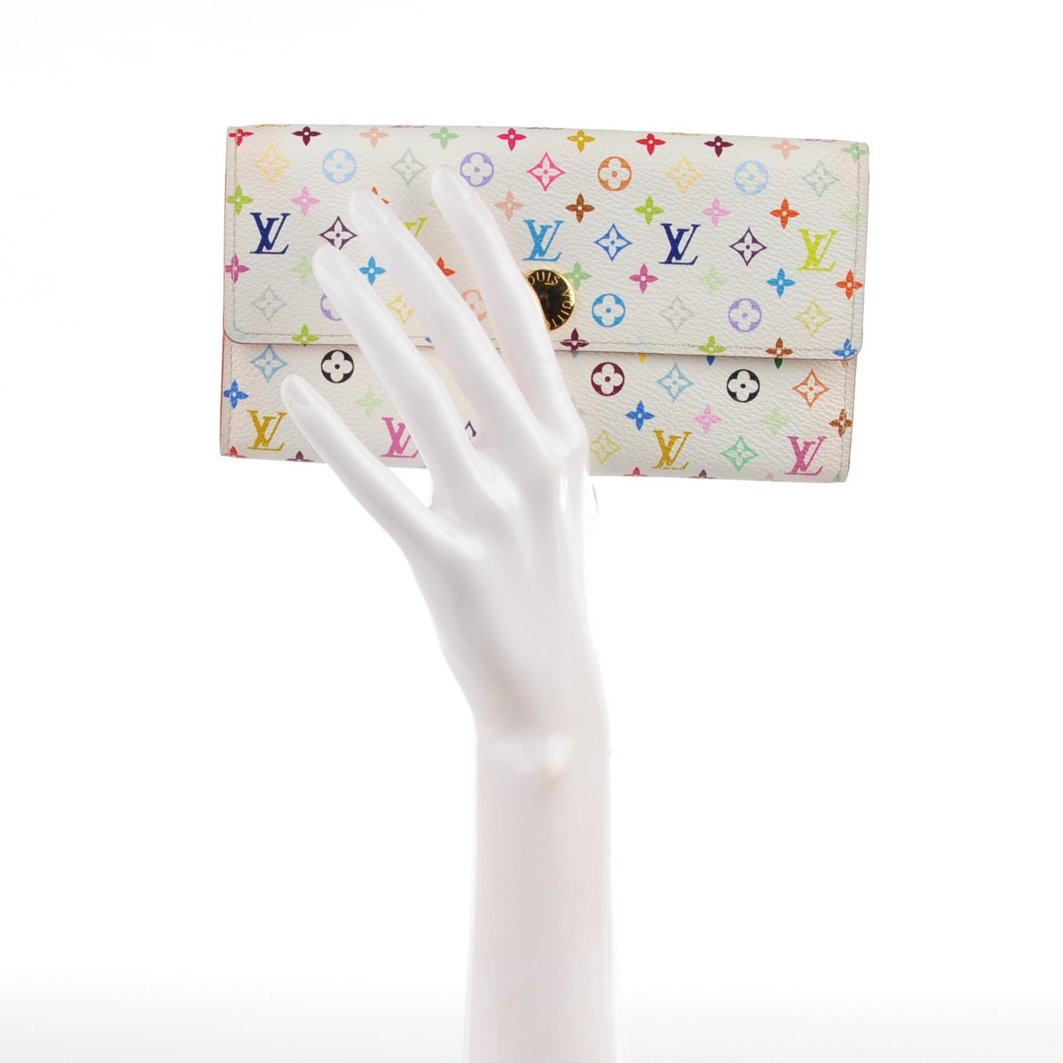 Louis Vuitton Monogram Multicolor Sarah Wallet White Litchi 2 of 8