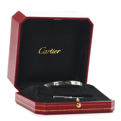 Cartier 18K White Gold 4 Diamond LOVE Bracelet 17 7 of 7