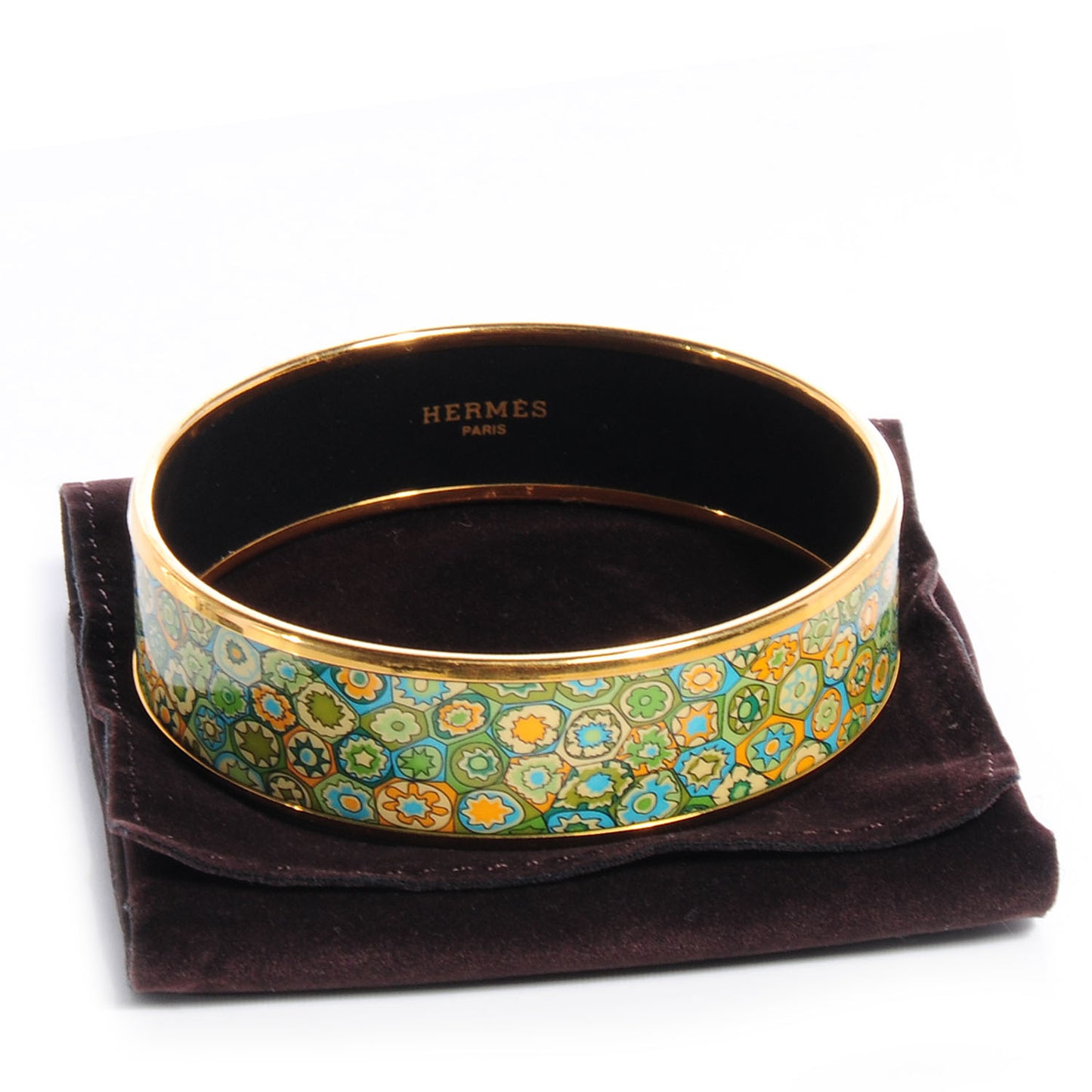 Enamel Printed Millefiori Wide Bracelet 70