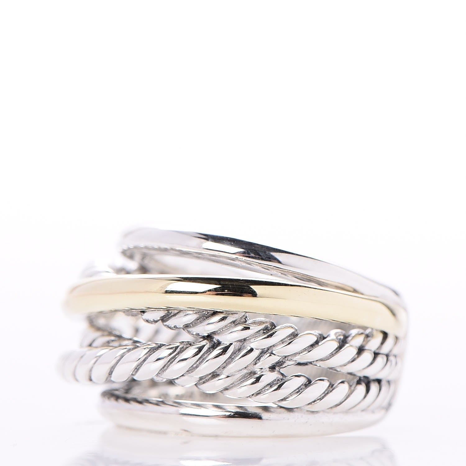 David Yurman Sterling Silver 14K Yellow Gold Crossover Ring 51.9 6 3 of 5