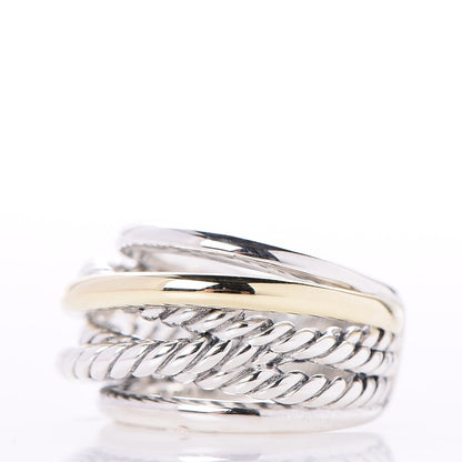 David Yurman Sterling Silver 14K Yellow Gold Crossover Ring 51.9 6 3 of 5