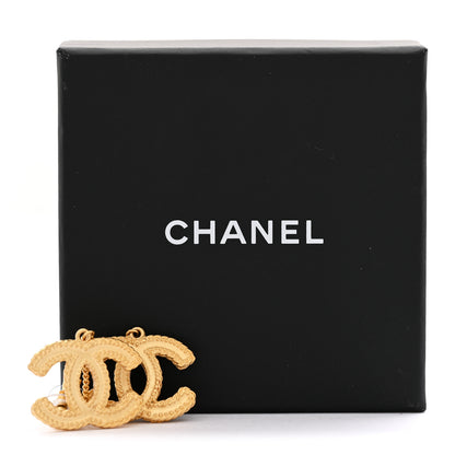 Chanel CC Drop Earrings Matte Gold 5 of 5