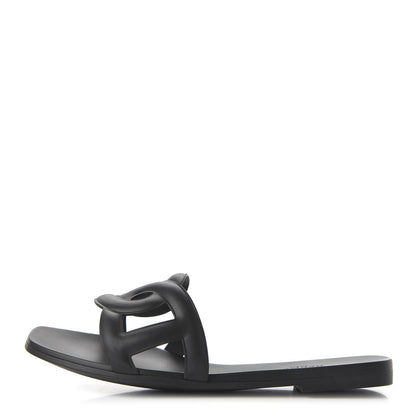 Hermes Rubber Aloha Sandals 36 Black 1 of 8