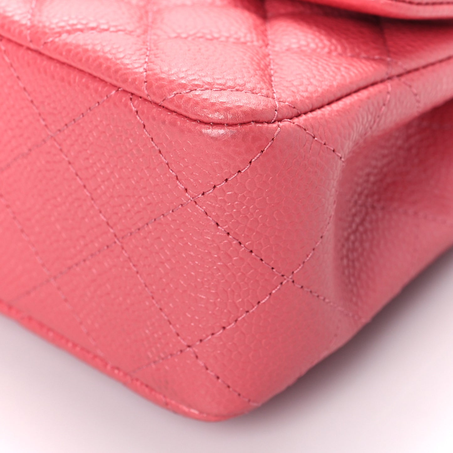Iridescent Caviar Quilted Mini Rectangular Flap Pink