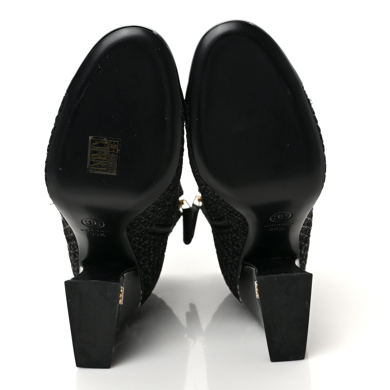 Chanel Tweed Pearl Cap Toe Boots 39.5 Black 5 of 9