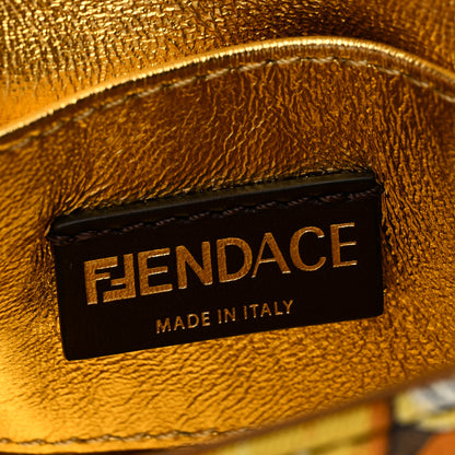 Fendi X VERSACE Silk Fendace FF Baroque Nano Brooch Baguette Charm Black Gold 6 of 8