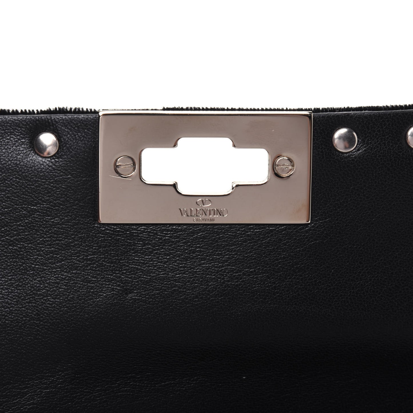 Velvet Medium Rockstud Spike Shoulder Bag Black
