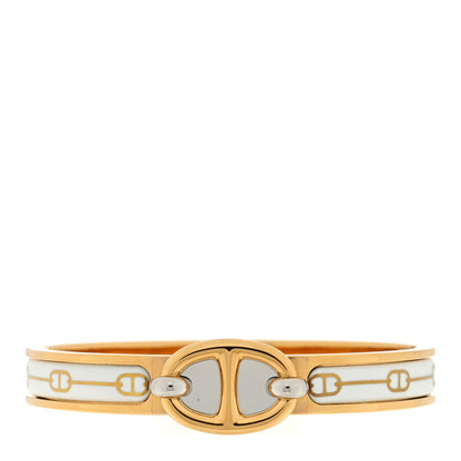 Hermes Enamel Mini Farandole Clic Chaine D'Ancre Bracelet Or White 1 of 4