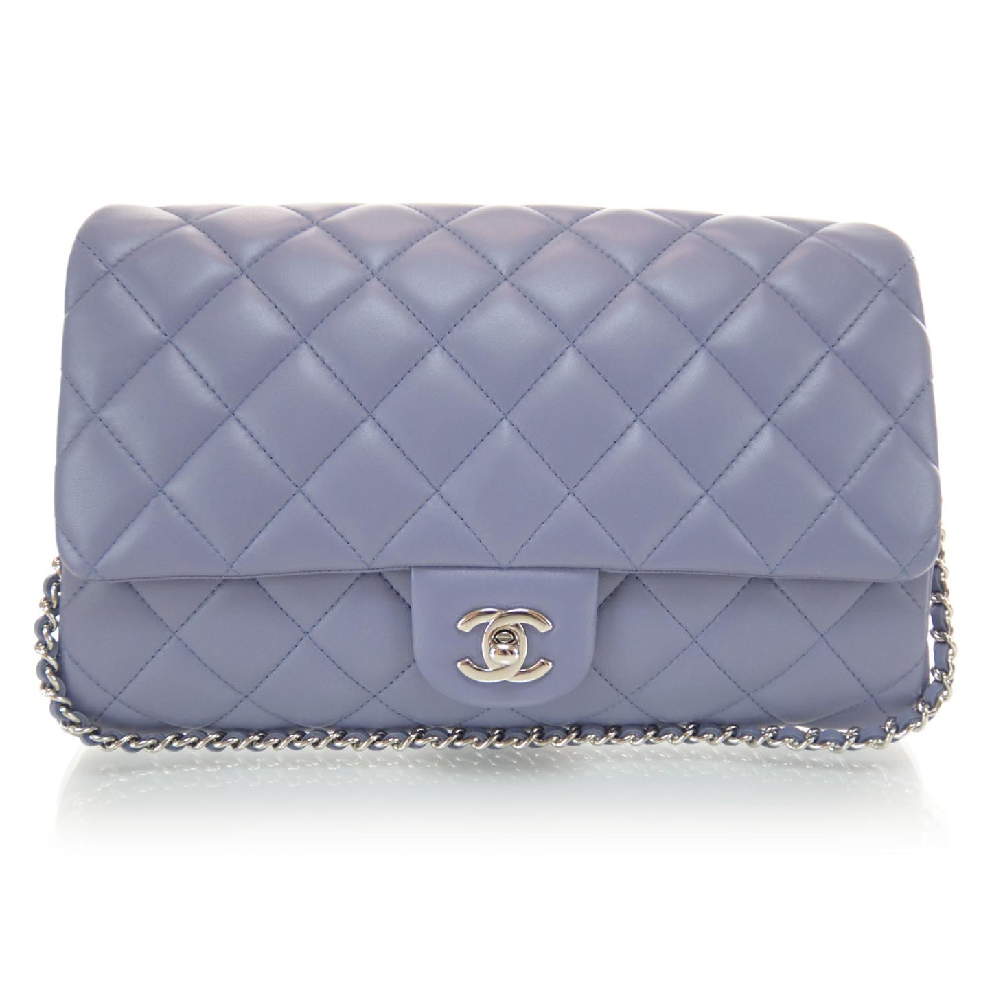 Lambskin Quilted Clutch Bag Lavender 12C