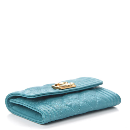 Chanel Caviar Quilted Boy Card Holder Wallet Turquoise 4 of 9