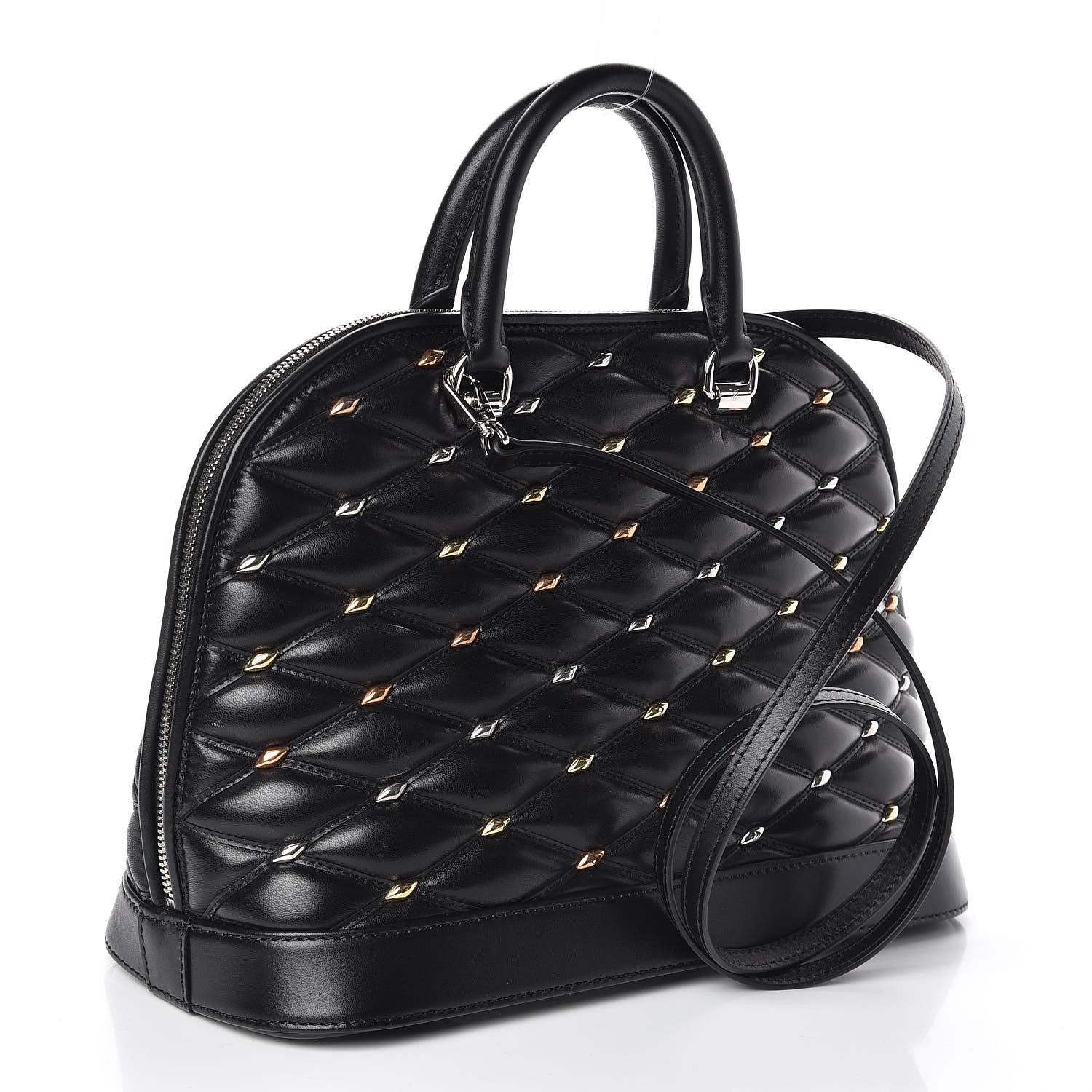 Louis Vuitton Lambskin Studded Malletage Alma PM Black 3 of 10