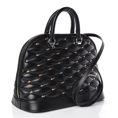 Louis Vuitton Lambskin Studded Malletage Alma PM Black 3 of 10