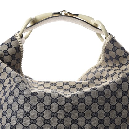 Gucci Monogram Large Horsebit Chain Hobo Navy 10 of 10