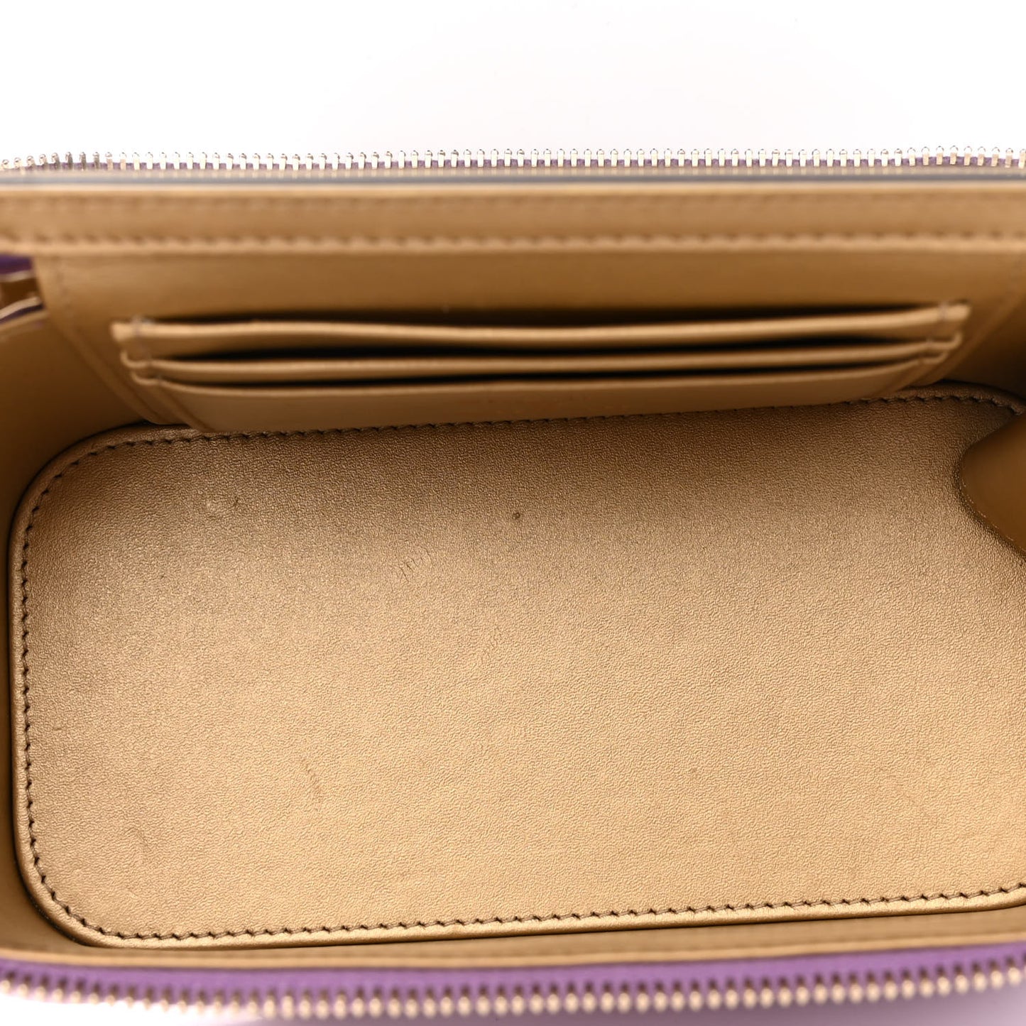 Lambskin Quilted Pearl Crush Small Vanity Case With Chain Purple