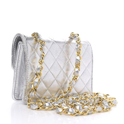 Chanel Metallic Lambskin Quilted Micro Mini Flap Silver 3 of 13