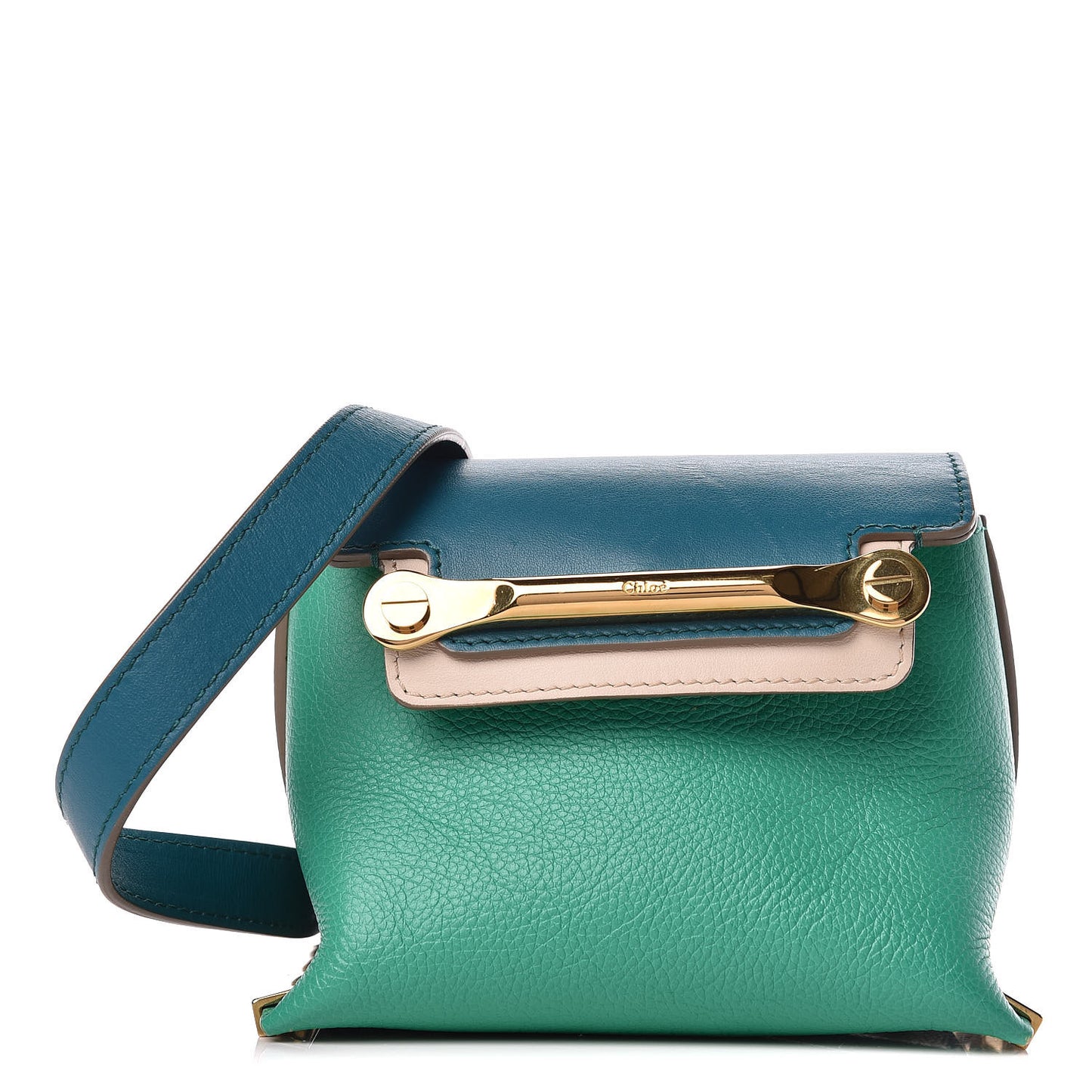 Calfskin Mini Clare Shoulder Bag Green Turquoise