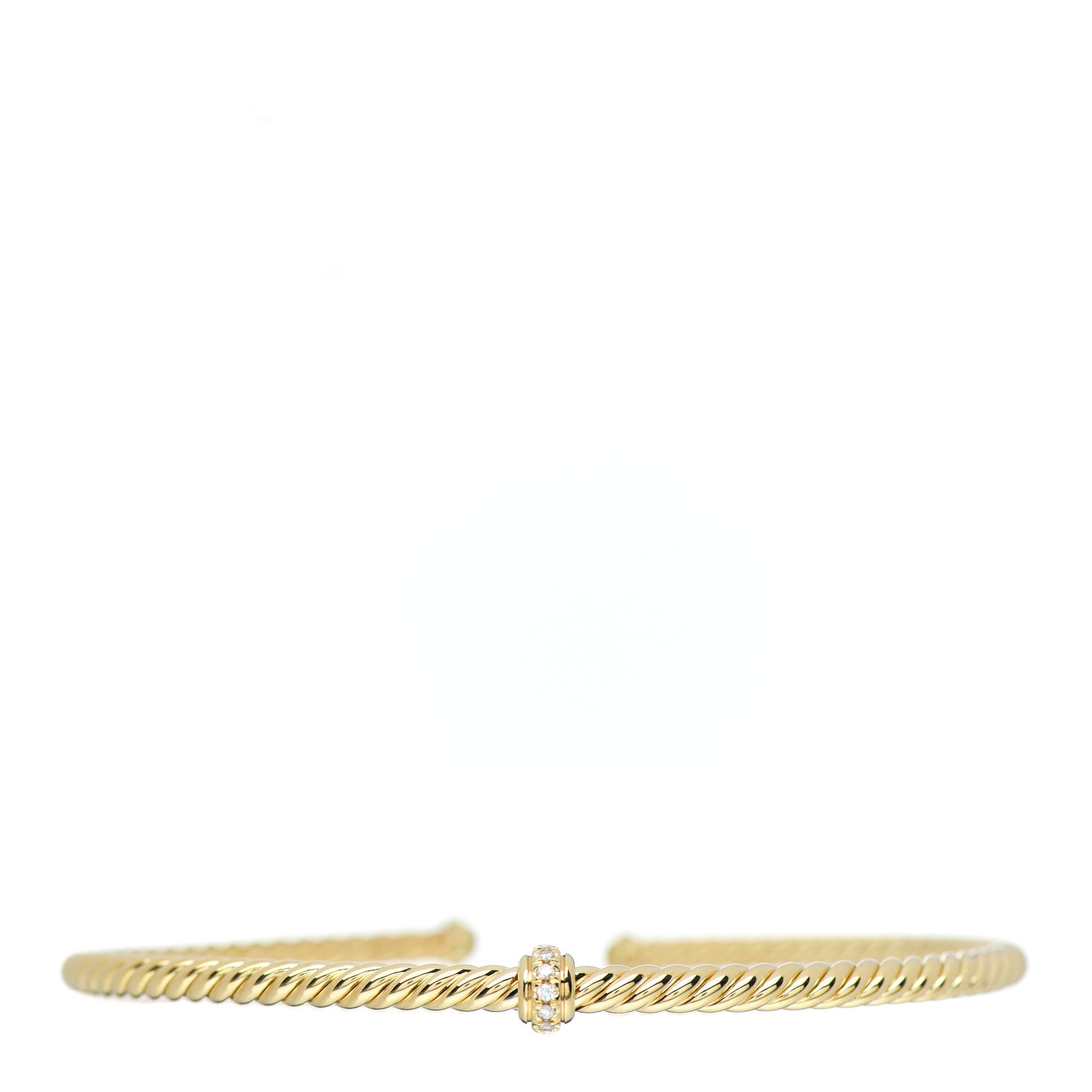 David Yurman 18K Yellow Gold Diamond 3mm Renaissance Center Station Bracelet 1 of 4