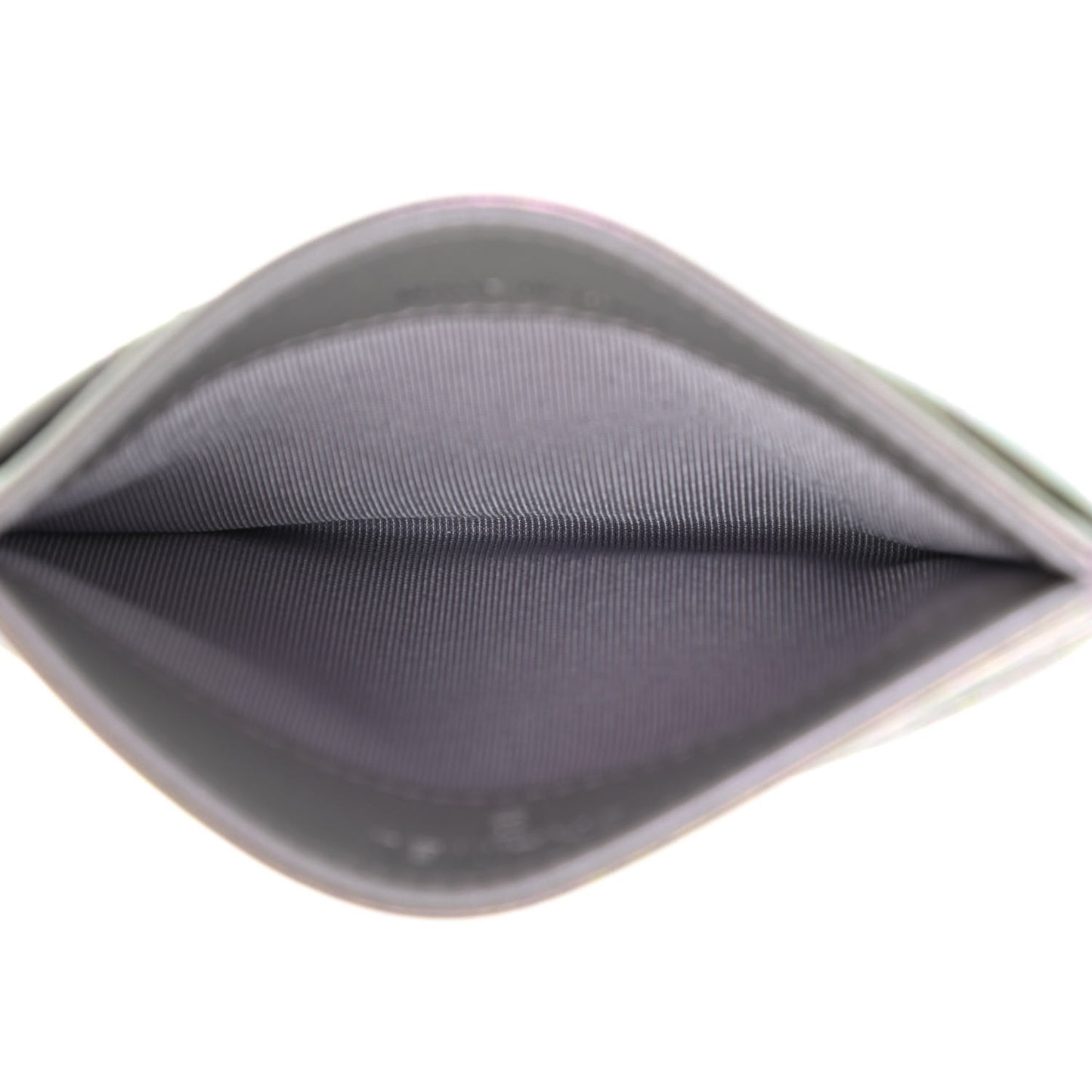 Iridescent Calfskin Quilted Card Holder Light Purple
