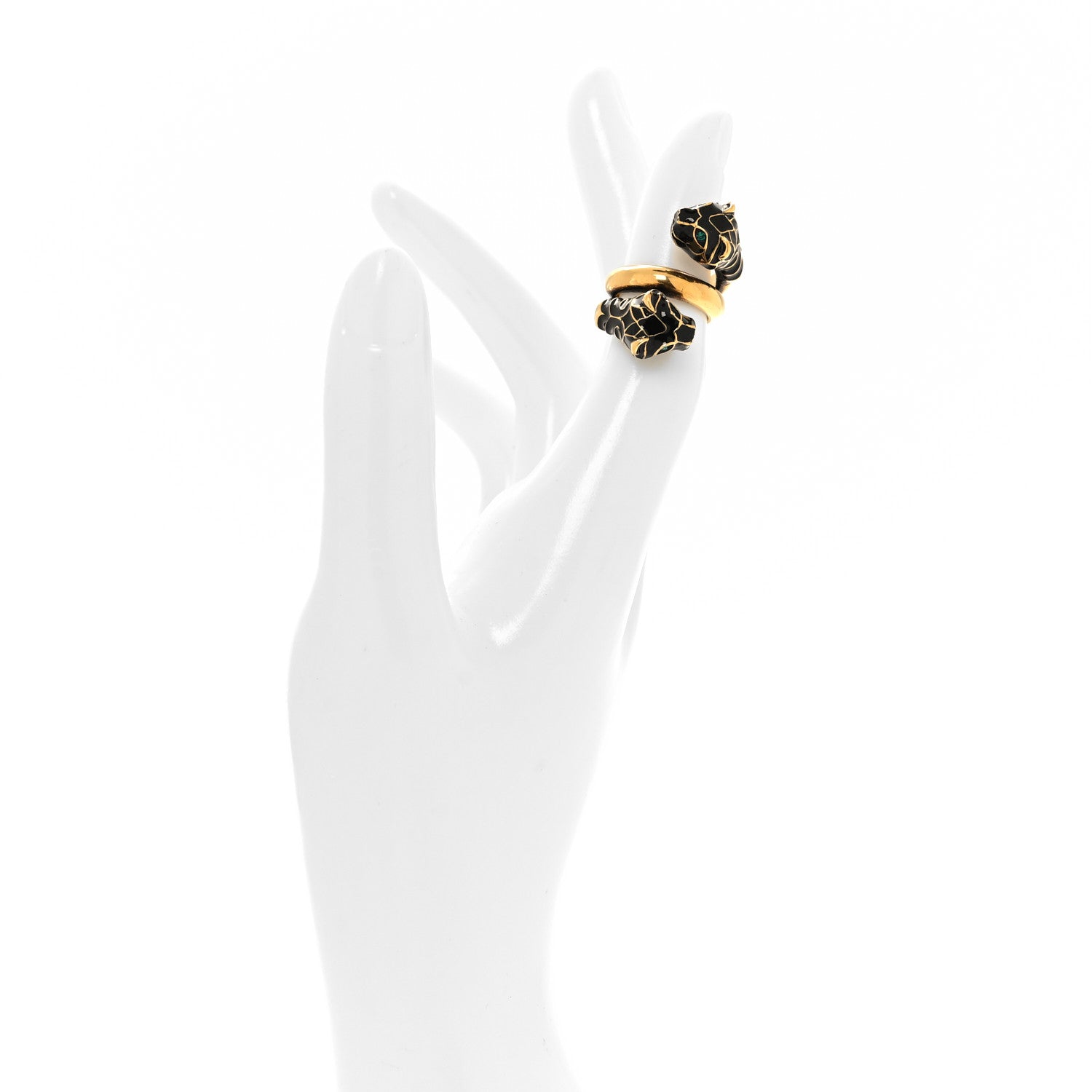 Gucci Tiger Heads Double Wrap Ring 49 5 Aged Gold Black 2 of 4