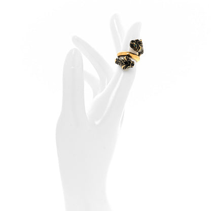 Gucci Tiger Heads Double Wrap Ring 49 5 Aged Gold Black 2 of 4