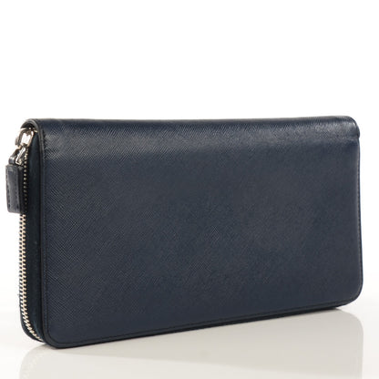 Prada Saffiano Zip Around Organizer Wallet Baltico 3 of 7