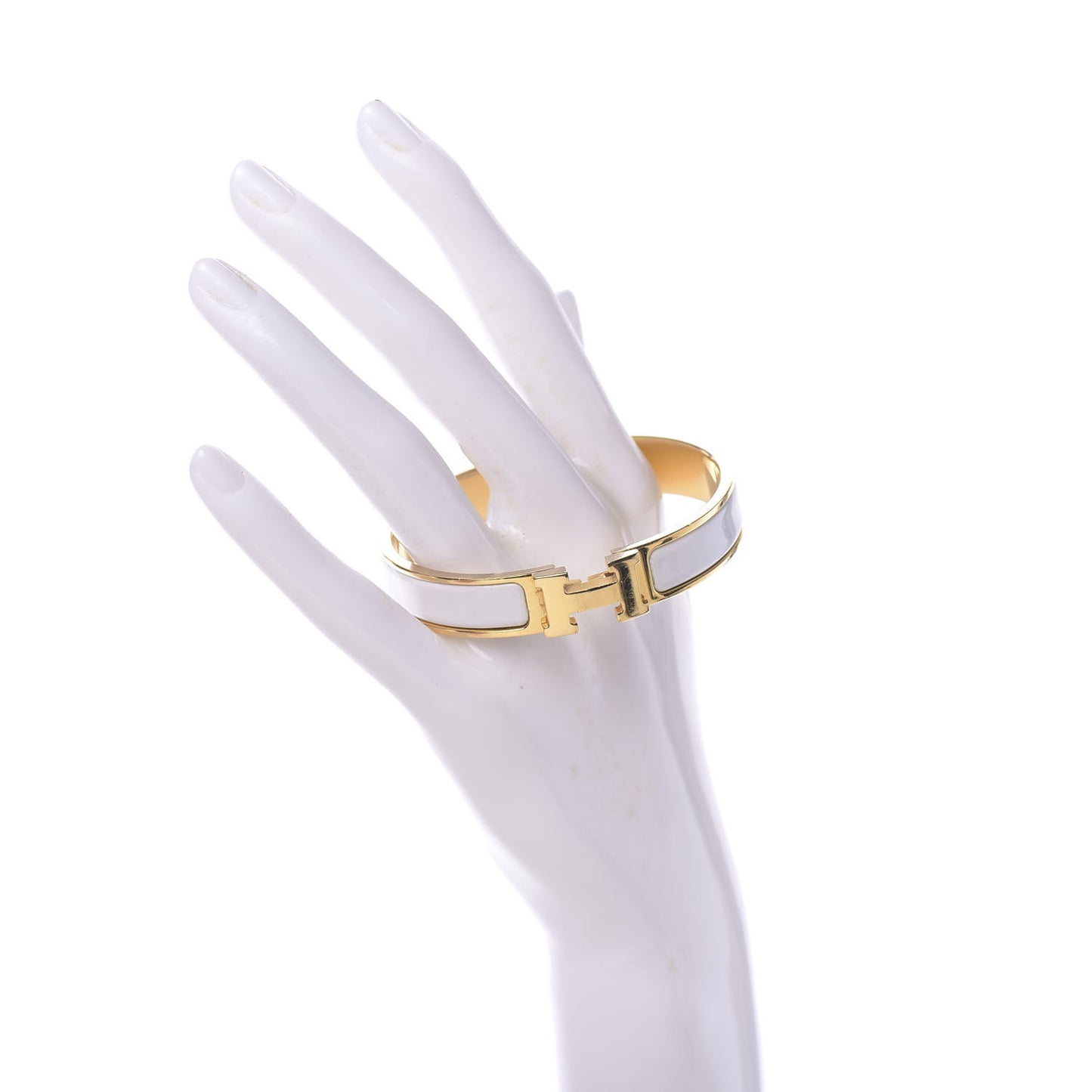 Enamel Narrow Clic Clac H Bracelet PM White