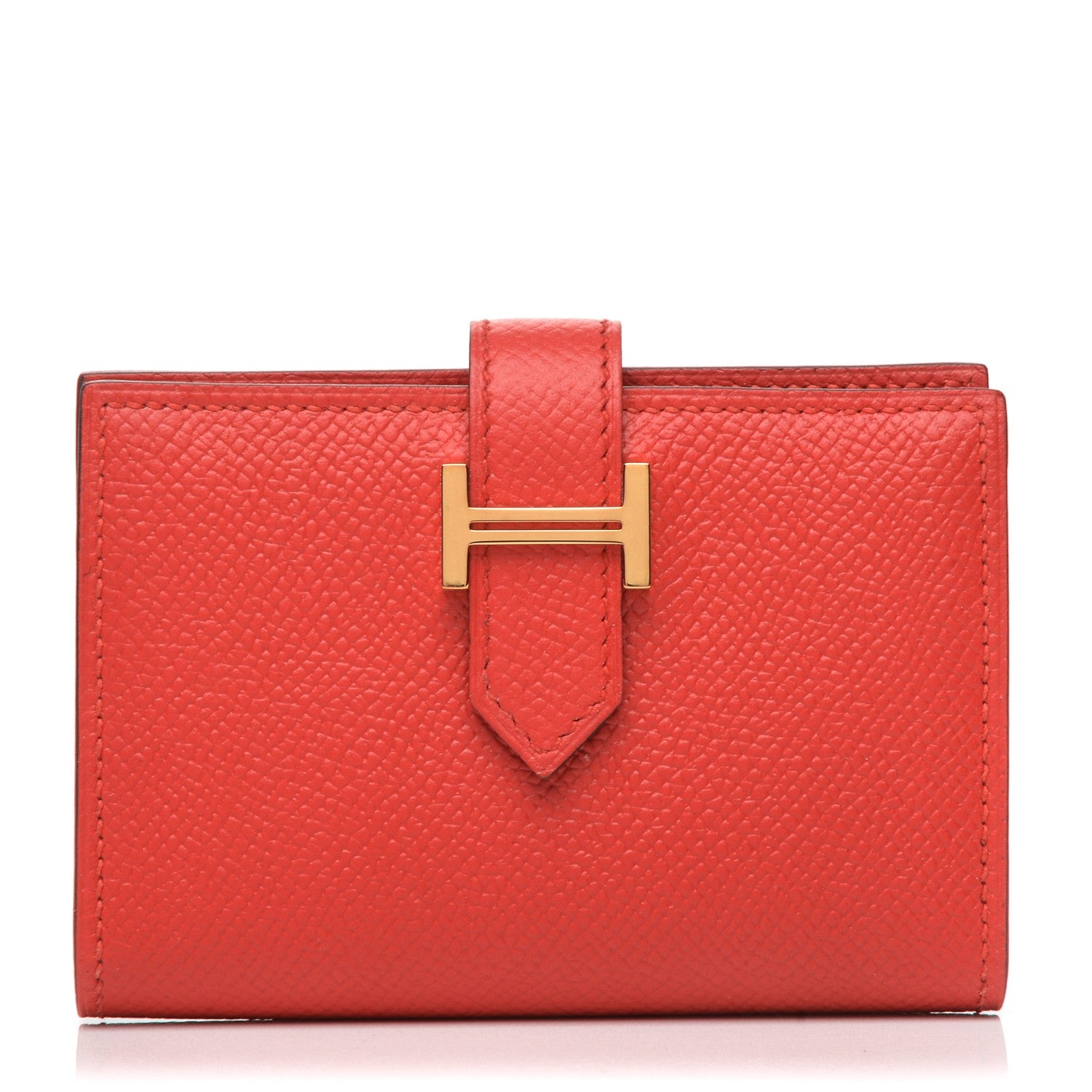 Hermes Epsom Bearn Card Holder Wallet Rouge Tomate 1 of 6