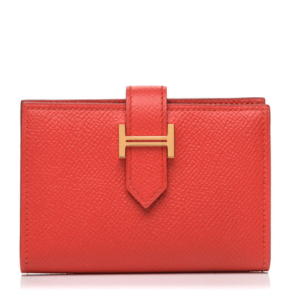 Hermes Epsom Bearn Card Holder Wallet Rouge Tomate 1 of 6