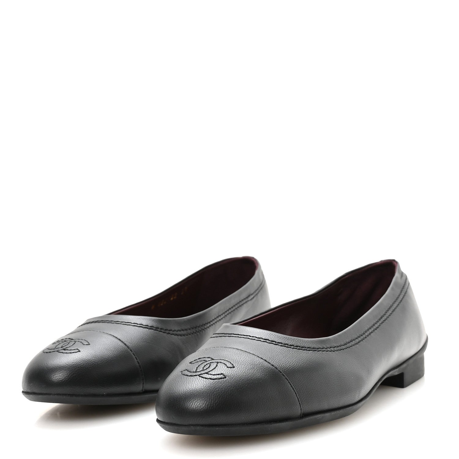 Chanel Lambskin Cap Toe CC Uniform Ballerina Flats 39 Black 4 of 8