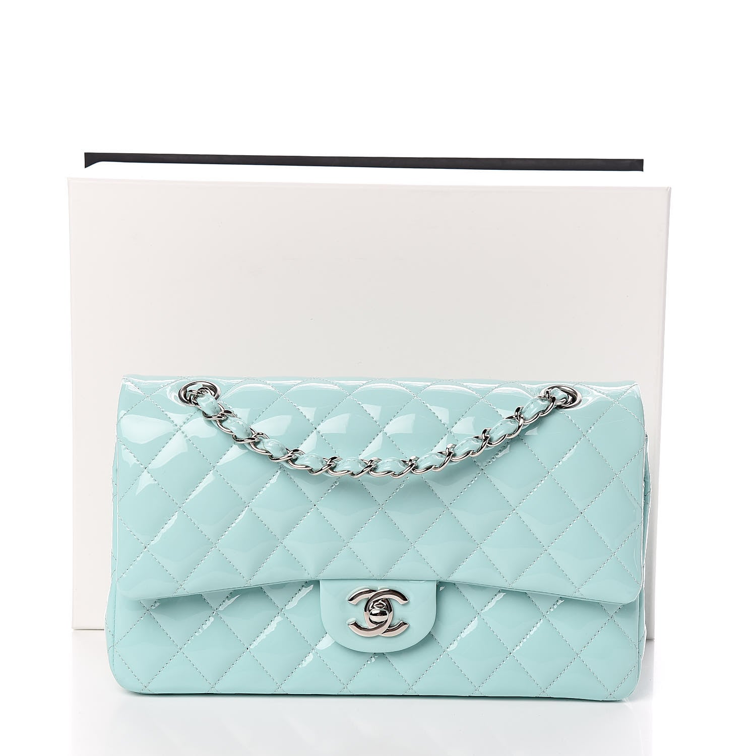 Chanel Patent Calfskin Quilted Medium Double Flap Light Green 11 of 11