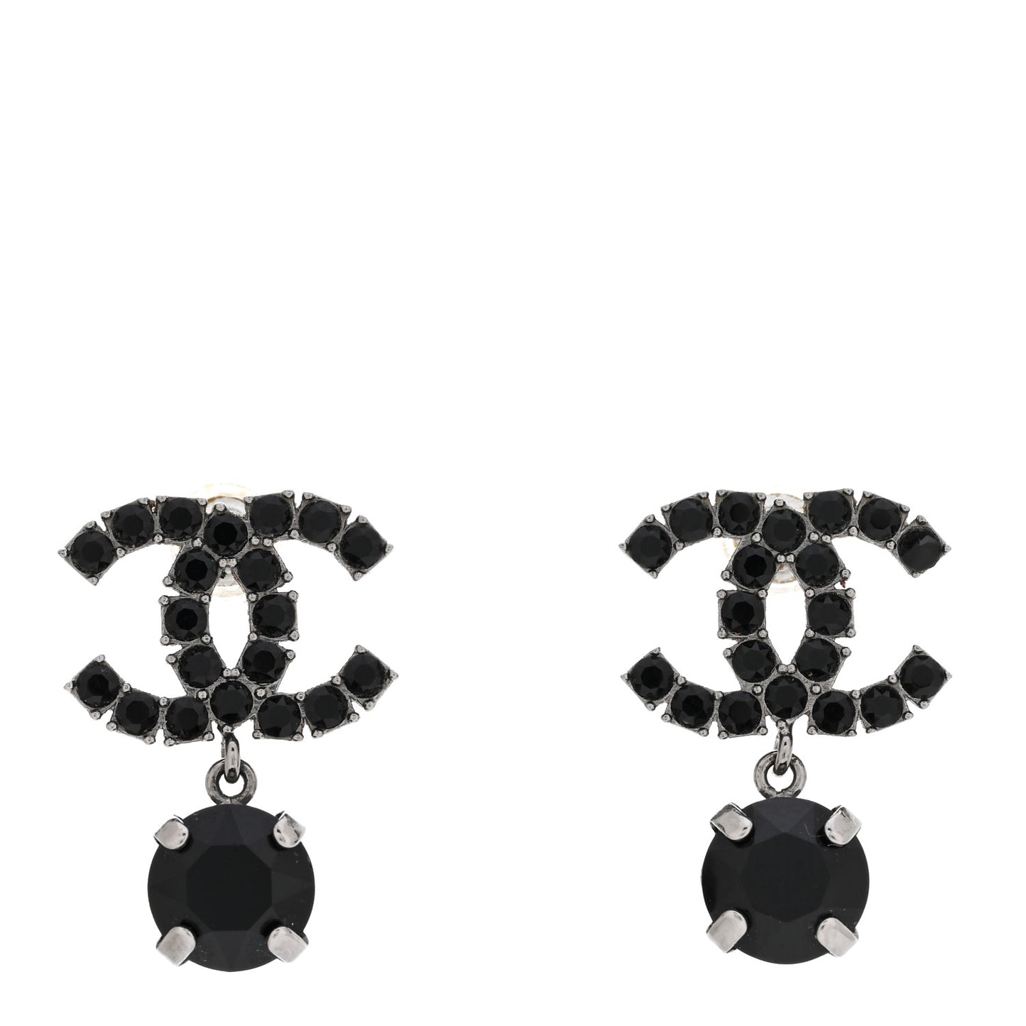 Ruthenium Crystal CC Drop Earrings Black