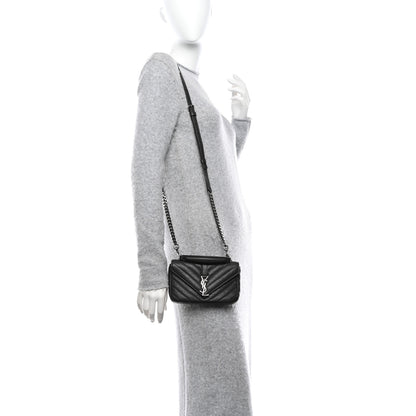 Saint Laurent Sheepskin Matelasse Chevron Monogram College Chain Wallet Coal 2 of 11