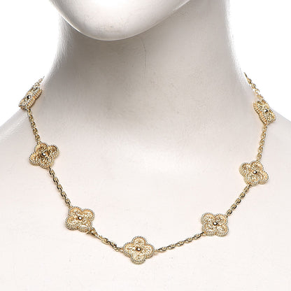 Van Cleef & Arpels 18K Yellow Gold 10 Motifs Vintage Alhambra Necklace 2 of 5