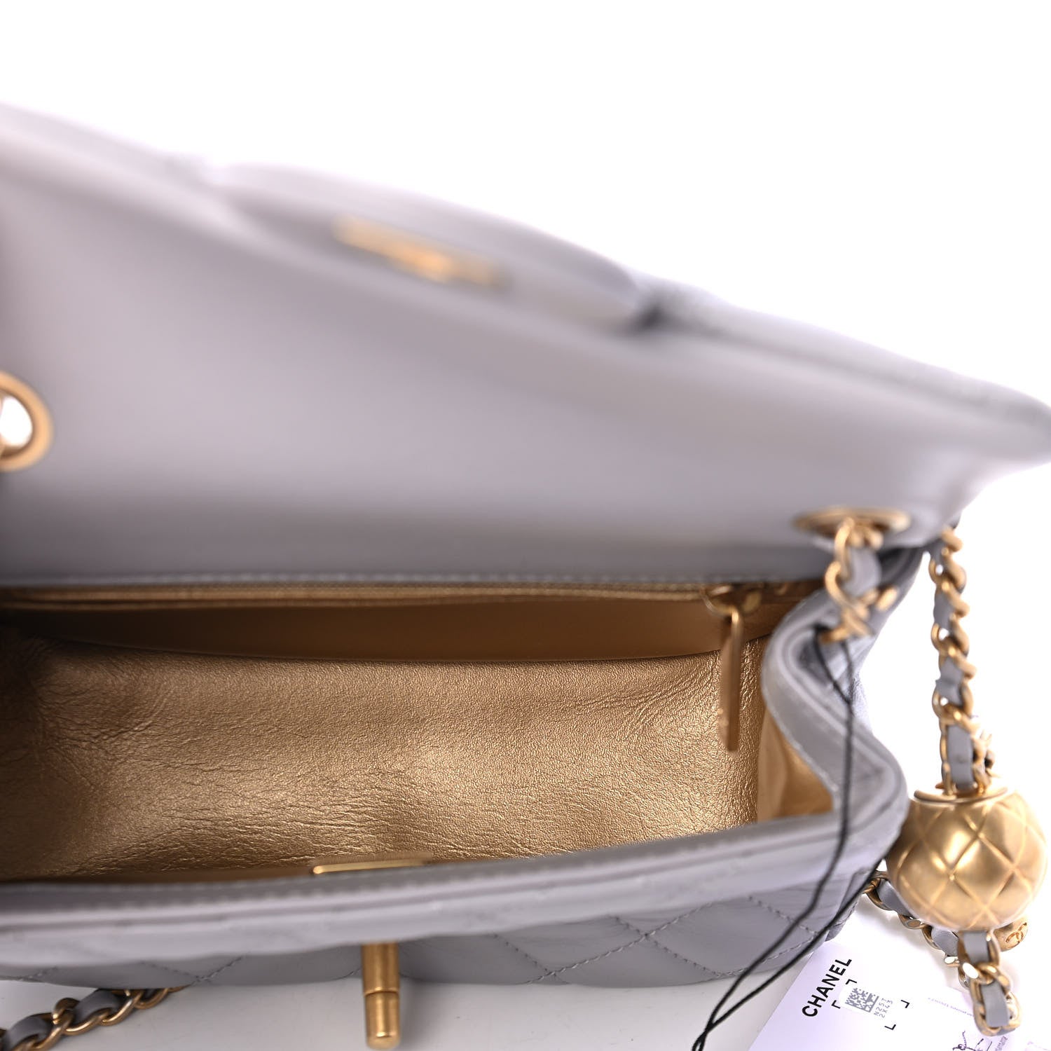 Chanel Lambskin Quilted Mini Pearl Crush Flap Light Grey 4 of 4