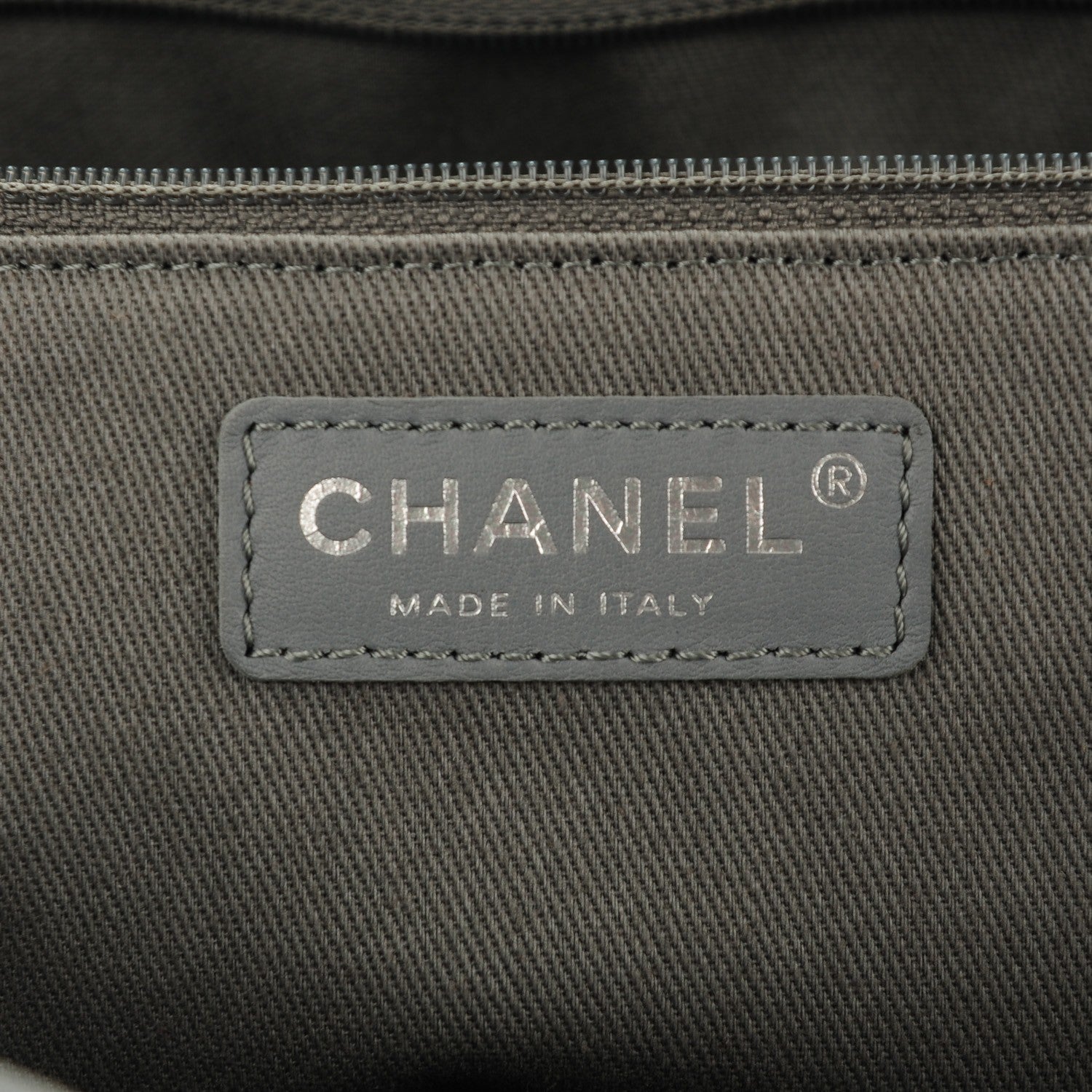 Chanel Calfskin Quilted Small Shopping In Chains Tote Light Grey 7 of 8