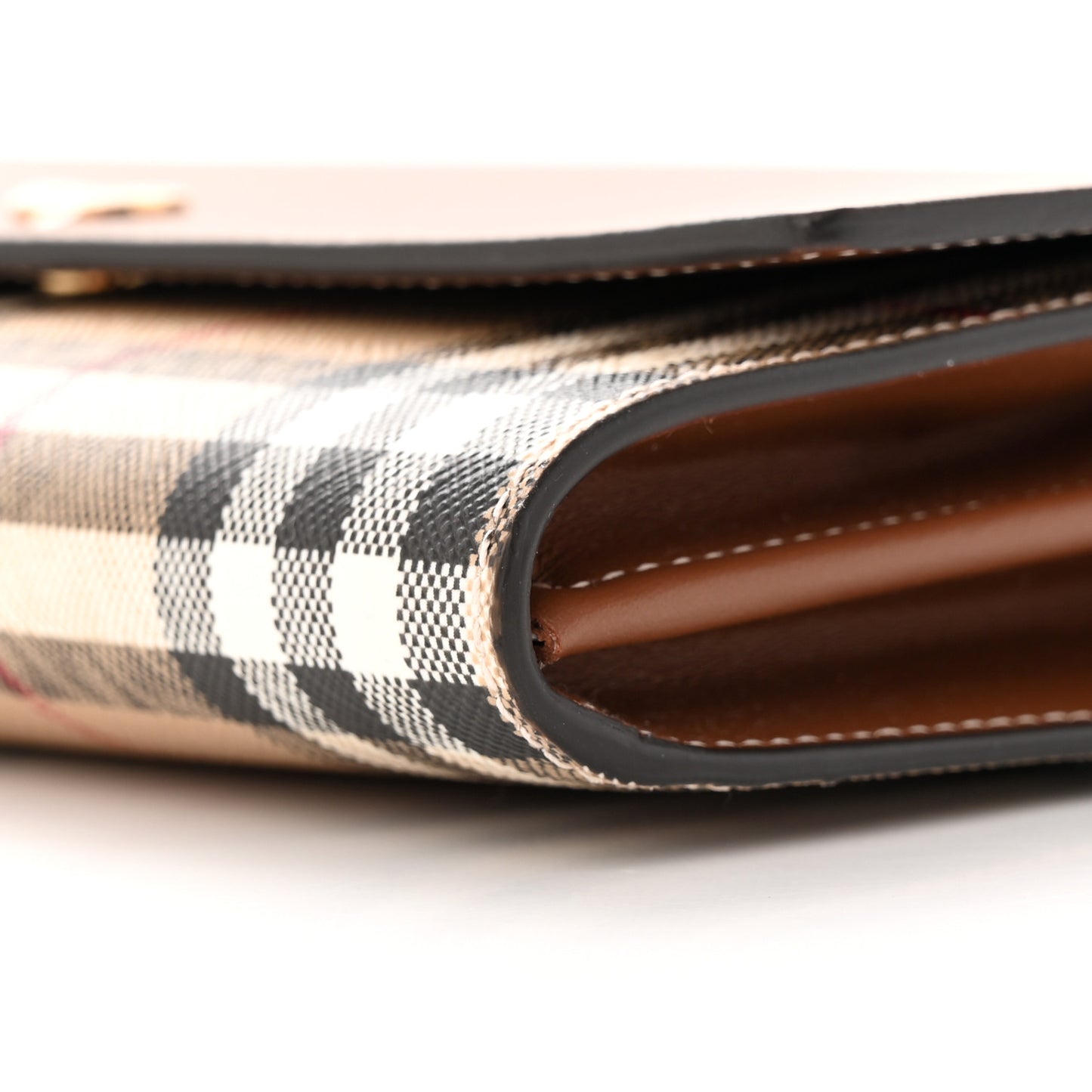 Calfskin Vintage Check Wallet With Detachable Strap Archive Beige Tan