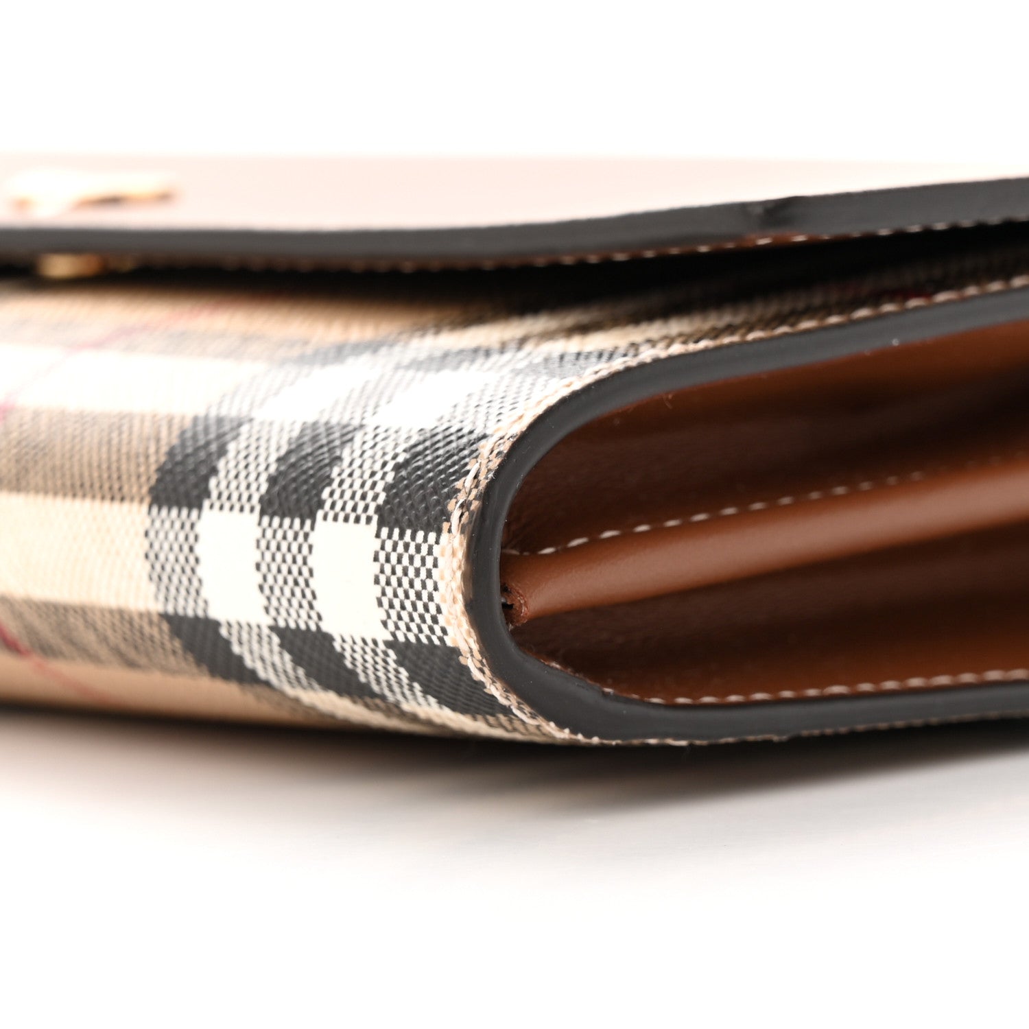Burberry Calfskin Vintage Check Wallet With Detachable Strap Archive Beige Tan 9 of 14