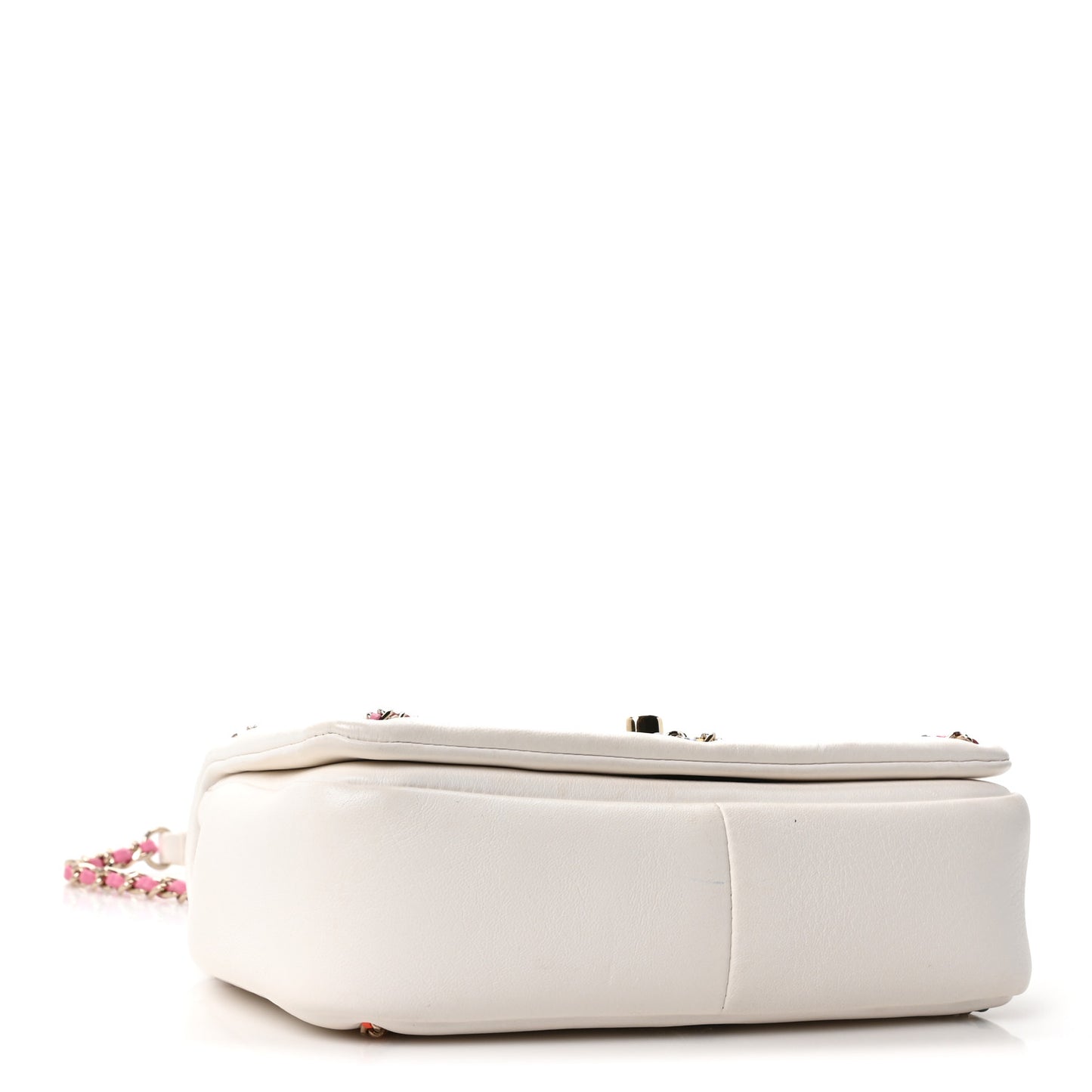 Lambskin Small Entwined Chain Flap White Multicolor
