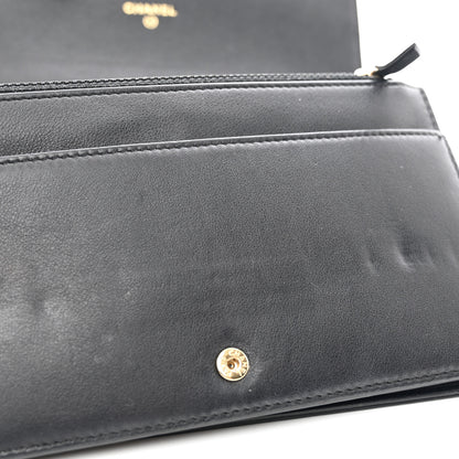 Chanel Metallic Goatskin Lambskin Boy Wallet on Chain WOC Black Gold 12 of 12