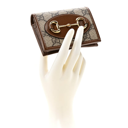 Gucci GG Supreme Monogram Horsebit 1955 Card Case Wallet Beige Ebony Brown Sugar 2 of 8