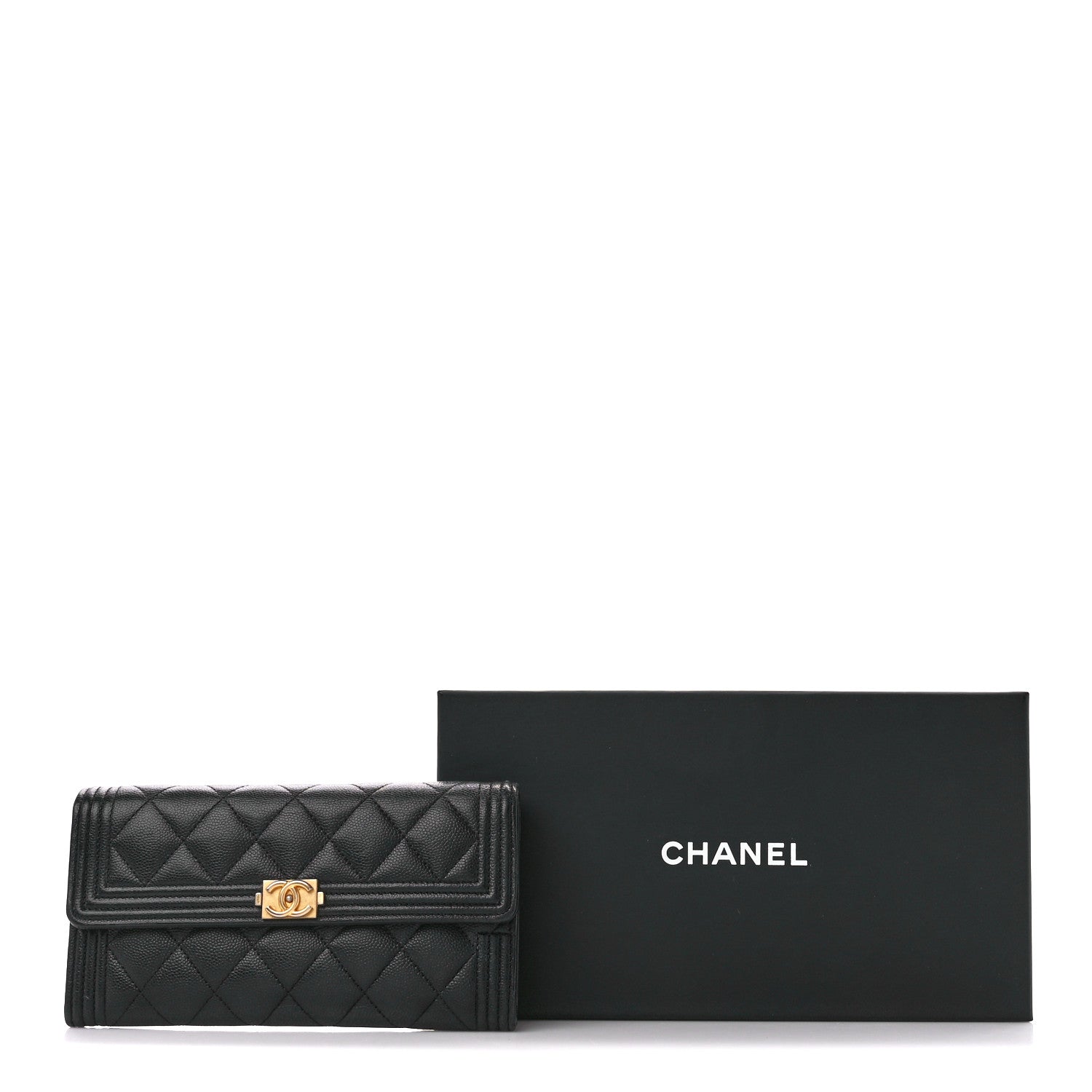 Chanel Caviar Quilted Large Boy Gusset Flap Wallet Black 12 of 12